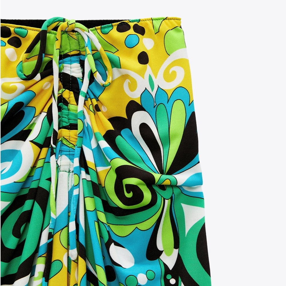 ZARA BNWT Draped Printed Skirt with Elastic Waistband - Picture 5 of 7